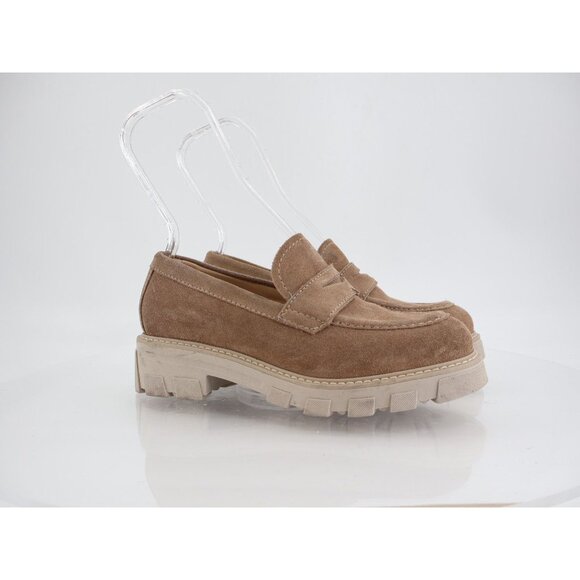 La Canadienne Devin Suede Shearling Penny Loafers Brown Suede Size 7.5 Chunky - Picture 2 of 14